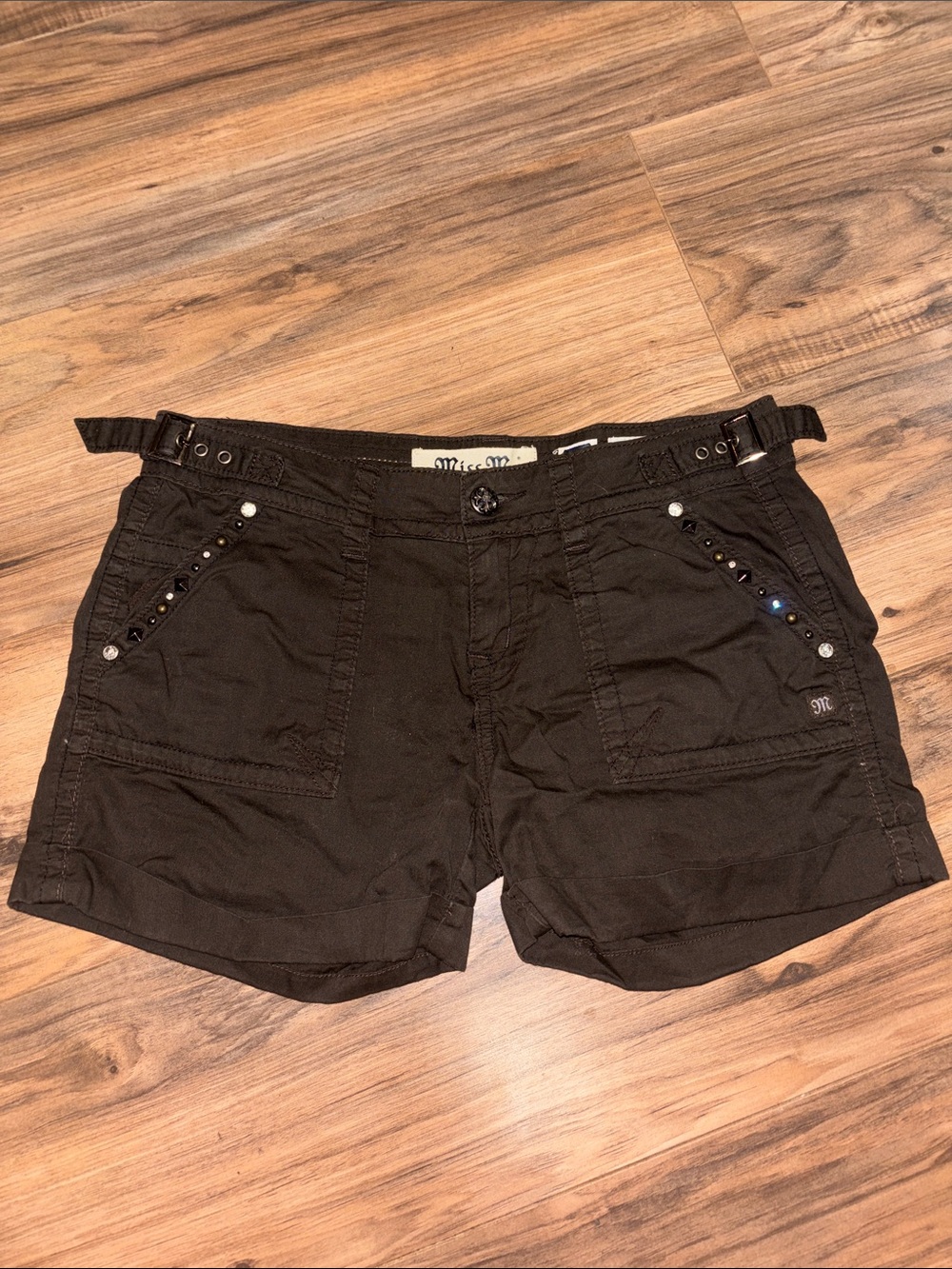 NWOT Miss Me Black Studded Cargo Bermuda Shorts